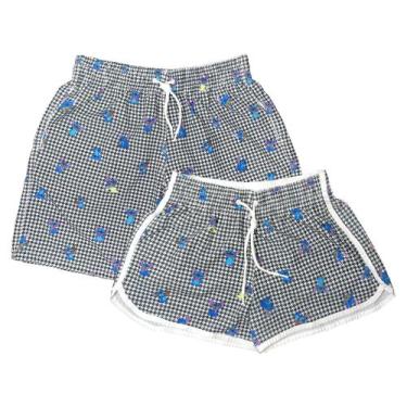 Imagem de KIt Short Casal Elastano Verão Stitch Moda Praia Pijama Combinando - M