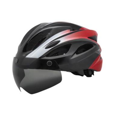 Imagem de Colaxi Capacete de bicicleta capacete de ciclista leve masculino feminino motociclista com viseira removível ajustável capacete de bicicleta de estrada, Preto Vermelho