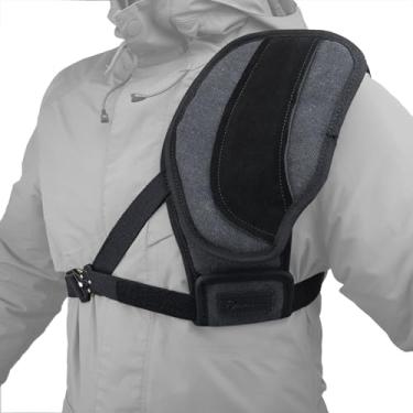 Imagem de WAYNE'S DOG Escudo ambidestro de campo de recuo de tiro, camisa de almofada de ombro de espingarda de couro camurça (#4 peito esquerdo - preto)