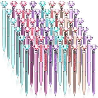 Imagem de Mimorou 48 peças de canetas esferográficas retráteis de diamante com cristais brilhantes de 1,0 mm, canetas de tinta preta, canetas chiques para meninas, mulheres, casa, escola, escritório, presentes de casamento, 2 estilos