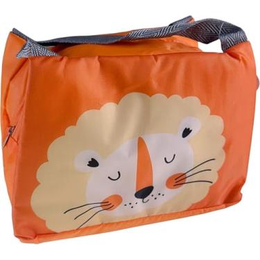 Imagem de Bolsa Lancheira Térmica Infantil Marmita Lanche Escolar Bolsinha Lancheirinha Alça Mão (Laranja Leão)
