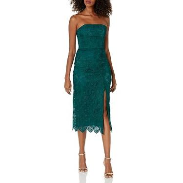 Imagem de Trina Turk Vestido midi sem alças de renda feminino, Piscina azul-petróleo, 44