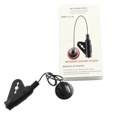 Imagem de Jiozermi Microfone de Contato Piezo para Guitarra, Violino, Viola, Ukulele, Violoncelo, Banjo (Preto, Conector de Áudio 6,35 mm)