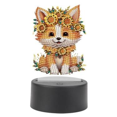 Imagem de TDFERAN Kits de arte de diamante 5D DIY Fox Diamond Art Kits para adultos lâmpada diamante arte sala kits de pintura diamante luzes LED para quarto gema arte luz noturna para decoração de quarto