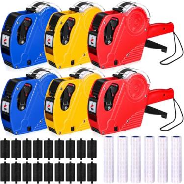 Imagem de Dunzoom Pacote com 6 pistolas de preço de 8 dígitos, kit de arma de preço com 24.000 etiquetas e 18 refis de tinta, pistola de preço com etiquetas para varejo supermercado escritório loja mercearia