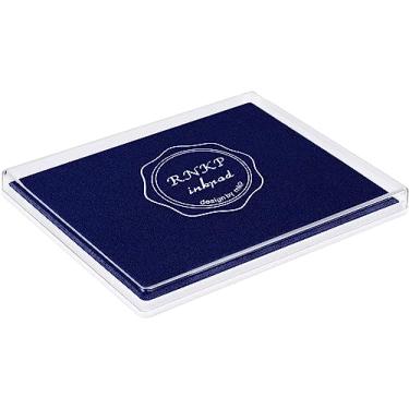 Imagem de RNKP Bloco de tinta azul grande, bloco de tinta artesanal de 12,7 x 10 cm adequado para carimbos de borracha, papel, madeira, tecido, álbuns, bloco de carimbos de dedo não tóxico para crianças (azul)