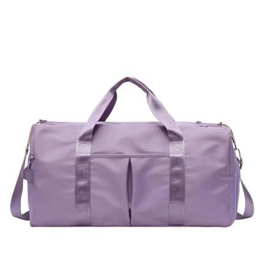 Imagem de Bolsa de viagem masculina e feminina com compartimento para sapatos esportiva bolsa de ginástica bolsa de ombro noturna de fim de semana, Roxa, Large
