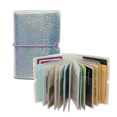 Imagem de Carteira feminina para cartões de crédito e cartões de fidelidade com mini organizador de álbum de fotos, Holographic Textured, one size