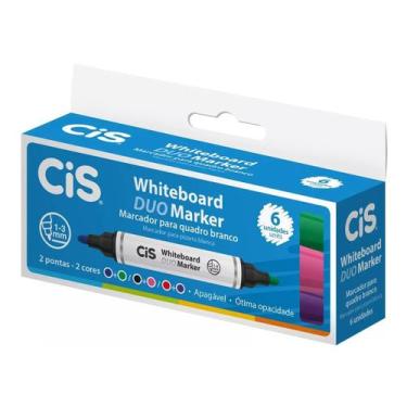 Imagem de Pincel Marcador Quadro Branco Cis White Board Duo 06 Cores