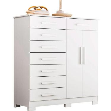 Imagem de Cômoda Sapateira Alta Julieta 8 Gavetas 2 Portas Branco