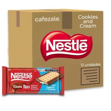Imagem de Nestlé Chocotrio Cookies e Cream Kit 12 Barras de 90g