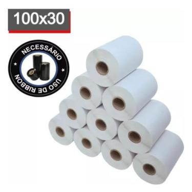 Imagem de Rolo Etiqueta 100x30 Couchê Zebra Argox Elgin - Mjf Couche Adesiva