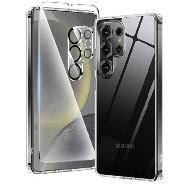 Imagem de Bitowik 3 em 1 para Samsung Galaxy S25 Ultra Crystal Clear com protetor de tela * 1 protetor de lente de câmera * 1, [proteção de grau Mil-Grade 3 pés] [tecnologia anti-amarelo], capa para Samsung S25