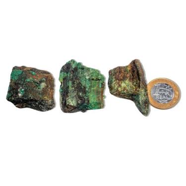 Imagem de 03 Malaquita Pedra Bruto Natural 20 a 50g 3 a 6cm Tipo B - CristaisdeC