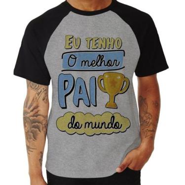Imagem de Camiseta Raglan Eu tenho o melhor pai do mundo - Foca na Moda, Cinza, 
