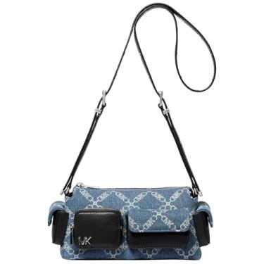 Imagem de Michael Kors Dakota Bolsa transversal pequena conversível com bolso, Ferragens prateadas/lavagem união, One Size