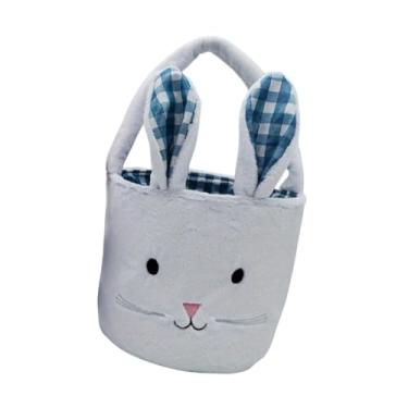 Imagem de Vaveren Bolsa de ovos de Páscoa da Páscoa de Páscoa com orelhas de, decoração de festas, bolsa de presente de cesta de doces reutilizada para crianças, Azul
