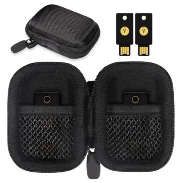 Imagem de CaseSack Capa de chave de segurança compatível com Yubico YubiKey 5Ci NFC, 5Ci, NFC, 5 Nano, OnlyKey FIDO2, FIDO, U2F, Thetis, bolso de malha dupla para mais chaves de segurança, Preto, compact small