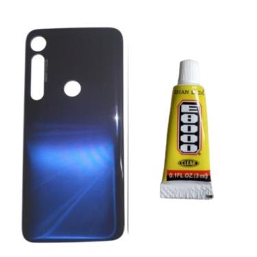 Imagem de Tampa Traseira Para Moto G8 Plus Xt2019-2 Azul + Cola 3Ml