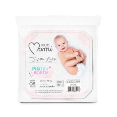 Imagem de Kit Fralda Bebê Branca Pinte e Borde 05 Pçs 70x70Cm Papi