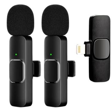 Imagem de Kit 2 Microfones de Lapela Sem Fio Compatível Iphone Ipad Lightning Wireless Profissional 20 Metros Gravação de Vídeo