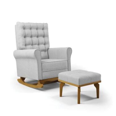 Imagem de Poltrona De Amamentação Com Balanço E Puff Manu Linho Cinza Tc185 Base