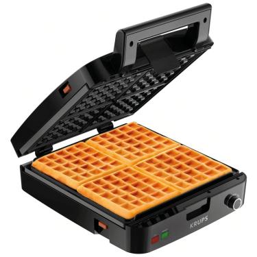 Imagem de Máquina de Waffle 4 Fatias, 1200W, preta, 110v, KRUPS 8010000467, Preto