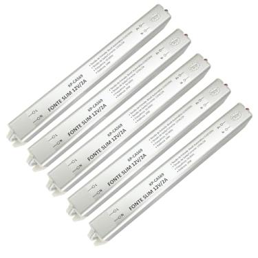 Imagem de Kit 5 Fonte Slim 12V 2A Driver Perfil Fita Led Luminária 24W
