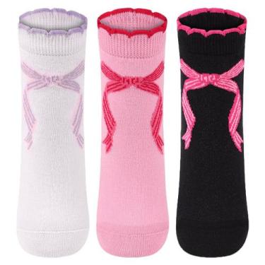 Imagem de kit Meia infantil menina cano médio estampada Lupo 3 pares, Opção 5, 2