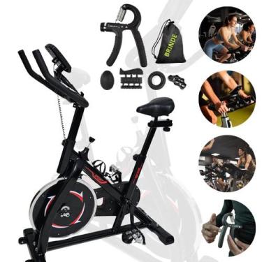 Imagem de Bicicleta Ergométrica Spinning Academia Ginastica Musculação E Kit Des