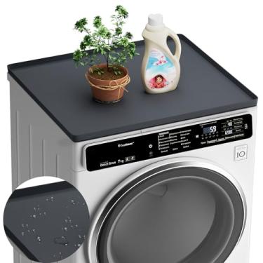 Imagem de Pacote com 2 capas de silicone para máquina de lavar e secar roupa - Topper antiderrapante à prova d'água para máquina de carga frontal - Tapete de máquina de lavar à prova de poeira - Capas de