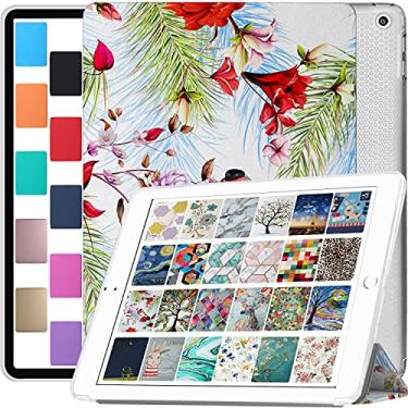 Imagem de DuraSafe Cases Capa para iPad 10ª geração 2022 de 10,9 polegadas 10,9 polegadas [iPad 10] Capa impressa à prova de choque com capa traseira transparente transparente - Pássaros e flores