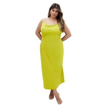 Imagem de City Chic Vestido feminino plus size - Sadie gola drapeada midi, Chartreuse, 58