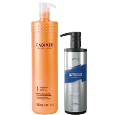 Imagem de Cadiveu Shampoo Nutri Glow 980ml + Wess Nano Passo 1 - 500ml