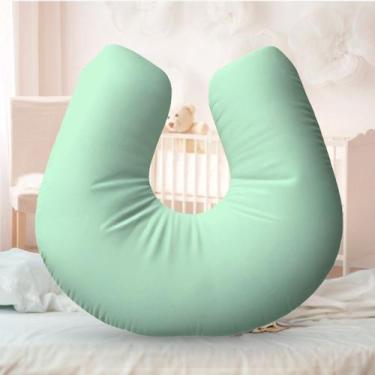 Imagem de Almofada Amamentação Travesseiro Verde 100% Algodão 170 Fios - Neném N