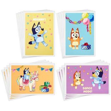 Imagem de Hallmark Bluey Kids Cartão de Aniversário Sortido (16 Cartões com Envelopes) Unicórnio, Modo Dança, Viva