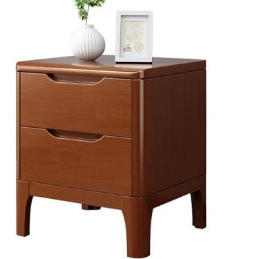 Imagem de PEYNIR Mesa de cabeceira de madeira maciça mesa de cabeceira moderna com 2 gavetas de armazenamento mesa de cabeceira para quarto mesa lateral (tamanho: 42 x 40 x 50 cm) baú de cabeceira estreito