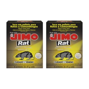 Imagem de Kit com 2 Jimo Rat Raticida Iscas para Ratos e Camundongos 4X25g Mata Rato Camundongo