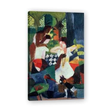 Imagem de Impressões em tela famosas. "The Turkish Jeweller" de August Macke, reproduções de arte clássicas, decoração de parede moderna para sala de estar escritório moldura interna 40 x 65 cm-15,7 x 25,6 pol