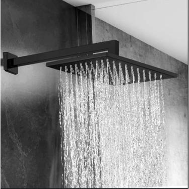 Imagem de Ducha Chuveiro Inox Quadrada 20cm 20x20 Com Braço De 38cm - oem, WJ-68