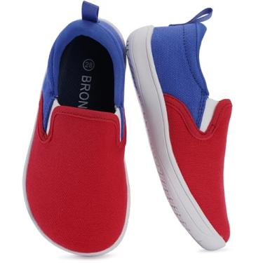 Imagem de BRONAX X WHITIN Sapatos de bico largo para crianças/crianças pequenas | Tênis minimalista para meninos/meninas | Zero Drop, Vermelho/azul, 18