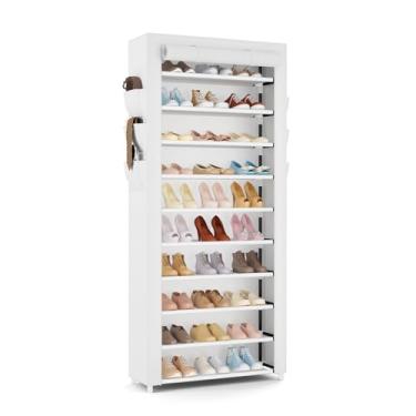 Imagem de VTRIN Sapateira vertical estreita organizadora de sapatos alta para entrada de armário, capa não tecida de 10 níveis, prateleira de sapato que comporta 36 a 41 pares de calçados, com capa à prova de