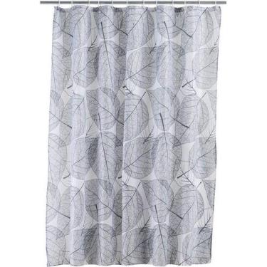 Imagem de Cortina De Banho Folhas Cinza 180x180 Cm - Just Home Collection