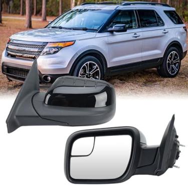Imagem de MOFOAP Espelho de porta do lado esquerdo do motorista compatível com espelhos Ford Explorer 2011 2012 2013 2014 2015 com vidro ajustado de energia substitui BB5Z17683NA preto texturizado (3 pinos)