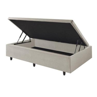 Imagem de Base Box Baú Solteirão 96x203 Courino Linho Areia