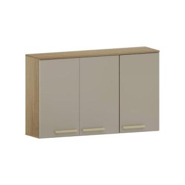 Imagem de Armário Aéreo 120cm 3 Portas Isis Luciane Móveis, Avelã/Mocca Laca