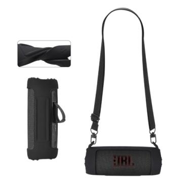 Imagem de Capa de silicone compatível com JBL Flip 7, caixa de som portátil, sem fio, resistente a subwoofer, resistente a quedas, alça de ombro ajustável, montanhismo, caminhadas, viagens ao ar livre