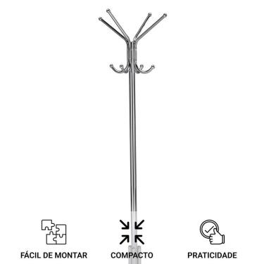 Imagem de Cabideiro Macebo De Ferro Roupas Arara De Bolsas 8 Ganchos Cromado