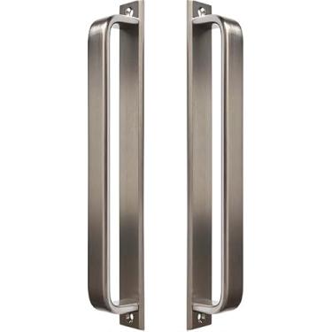 Imagem de Puxador Duplo Colonial Porta Correr Madeira Rústico 220mm Paris Maxima Metais (Niquel Escovado)