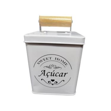 Imagem de Pote de Mantimento Lata Sweet Home Quadrado para Açucar 11,3x11,3x14cm